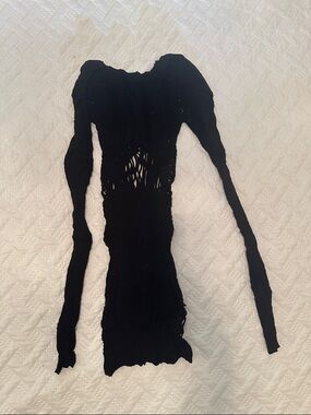 Black Long Sleeve Knit Dress - Slim Fit